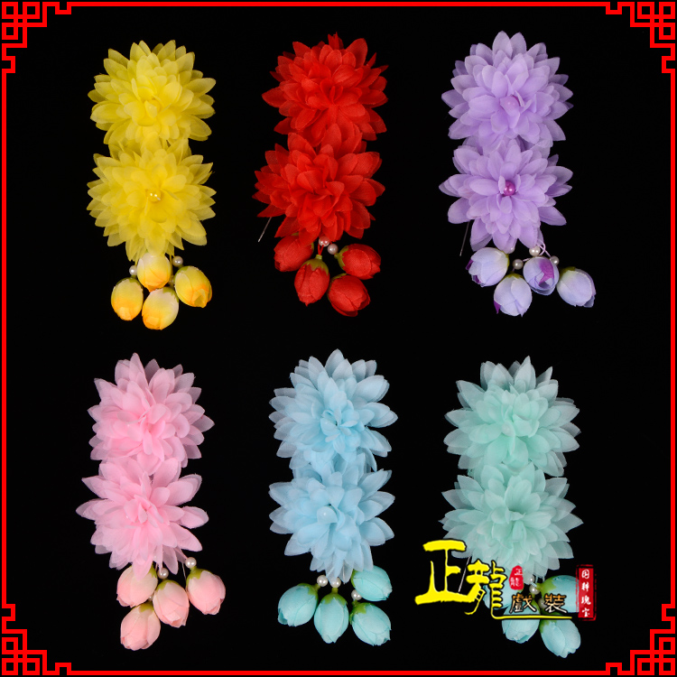 长春头饰化妆包头小姐鬓花头饰戏服头饰 纱兰花